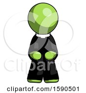 Poster, Art Print Of Green Clergy Man Squatting Facing Front