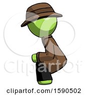 Poster, Art Print Of Green Detective Man Squatting Facing Left