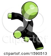 Green Clergy Man Action Hero Jump Pose