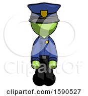 Poster, Art Print Of Green Police Man Kneeling Front Pose
