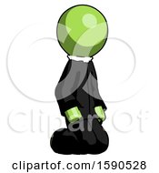 Poster, Art Print Of Green Clergy Man Kneeling Angle View Right