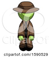 Poster, Art Print Of Green Detective Man Kneeling Front Pose