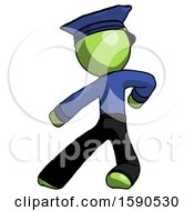 Green Police Man Karate Defense Pose Left