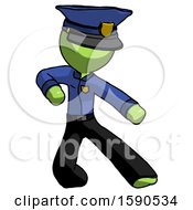 Green Police Man Karate Defense Pose Right