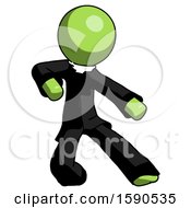 Poster, Art Print Of Green Clergy Man Karate Defense Pose Right