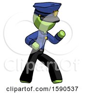 Poster, Art Print Of Green Police Man Martial Arts Defense Pose Right