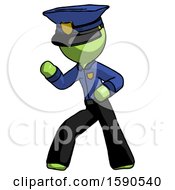 Green Police Man Martial Arts Defense Pose Left