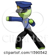 Poster, Art Print Of Green Police Man Martial Arts Punch Left