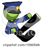 Poster, Art Print Of Green Police Man Flying Ninja Kick Right