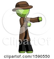 Poster, Art Print Of Green Detective Man Presenting Something To His Left