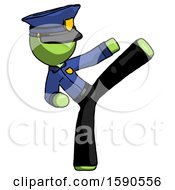 Poster, Art Print Of Green Police Man Ninja Kick Right