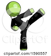 Poster, Art Print Of Green Clergy Man Ninja Kick Right