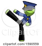 Poster, Art Print Of Green Police Man Ninja Kick Left