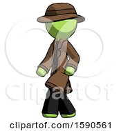 Poster, Art Print Of Green Detective Man Man Walking Turned Left Front View