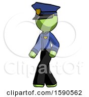 Poster, Art Print Of Green Police Man Man Walking Turned Left Front View