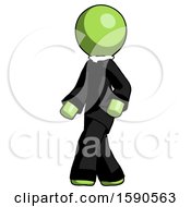 Poster, Art Print Of Green Clergy Man Man Walking Turned Left Front View