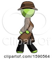 Poster, Art Print Of Green Detective Man Walking Left Side View