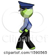 Green Police Man Walking Left Side View