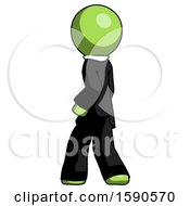 Poster, Art Print Of Green Clergy Man Walking Away Direction Left View