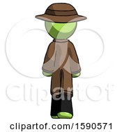 Poster, Art Print Of Green Detective Man Walking Away Back View