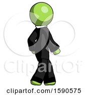 Poster, Art Print Of Green Clergy Man Walking Away Direction Right View