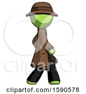 Poster, Art Print Of Green Detective Man Walking Right Side View