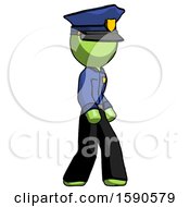 Poster, Art Print Of Green Police Man Walking Turned Right Front View