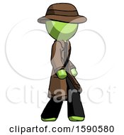 Poster, Art Print Of Green Detective Man Walking Turned Right Front View