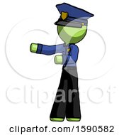 Poster, Art Print Of Green Police Man Presenting Something To His Right
