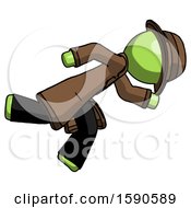 Poster, Art Print Of Green Detective Man Running While Falling Down