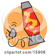 Red Lava Lamp With Blobs Of Orange Wax Floating Around Clipart Illustration