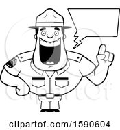Clipart Of A Cartoon Black And White Male Drill Sergeant Holding Up A Finger And Talking Royalty Free Vector Illustration