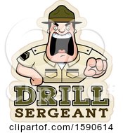 Cartoon Male Drill Sergeant Shouting And Pointing Outwards Over Text