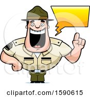 Cartoon Male Drill Sergeant Holding Up A Finger And Talking