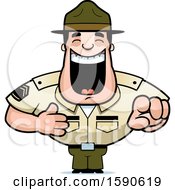 Cartoon Laughing And Pointing Male Drill Sergeant