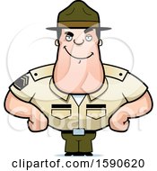 Clipart Of A Cartoon Confident Male Drill Sergeant Royalty Free Vector Illustration