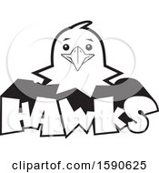 Poster, Art Print Of Black And White Hawk Mascot Over Text
