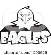 Poster, Art Print Of Black And White Eagle Mascot Face Over Text