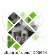 Clipart Of A Green And Blurred City Diamond Background Royalty Free Vector Illustration