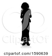 Clipart Of A Silhouetted Teenager With A Reflection Or Shadow On A White Background Royalty Free Vector Illustration by AtStockIllustration