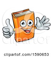 Poster, Art Print Of Happy Book Character Mascot Giving A Thumb Up And Waving