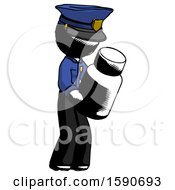 Poster, Art Print Of Ink Police Man Holding Glass Medicine Bottle