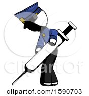 Poster, Art Print Of Ink Police Man Using Syringe Giving Injection