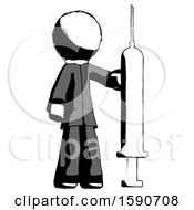 Ink Clergy Man Holding Large Syringe