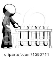 Poster, Art Print Of Ink Clergy Man Using Test Tubes Or Vials On Rack