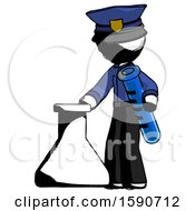 Poster, Art Print Of Ink Police Man Holding Test Tube Beside Beaker Or Flask