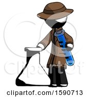 Ink Detective Man Holding Test Tube Beside Beaker Or Flask