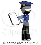 Ink Police Man Reviewing Stuff On Clipboard