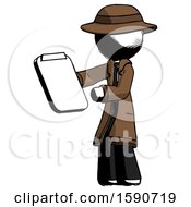 Ink Detective Man Reviewing Stuff On Clipboard