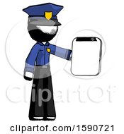 Ink Police Man Showing Clipboard To Viewer